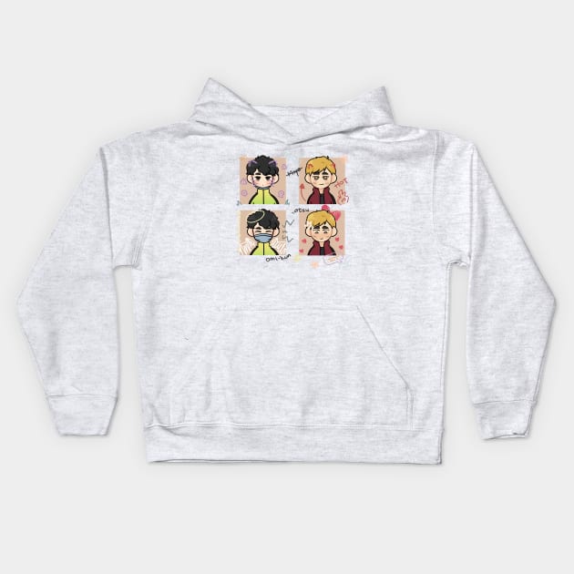 Just Atsumu and Kiyoomi Kids Hoodie by _hiraku.art